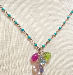 Camilee Designs Sterling Silver Turquoise Multi Gemstone Briolette Necklace Box