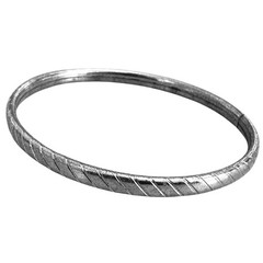 Vintage Marathon Sterling Silver Etched Diagonal Lines Hinged Bangle Bracelet