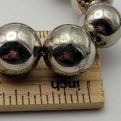 Vintage Silver Tone Ball Bead Graduated Necklace 30″ Spring Ring Clasp KOREA