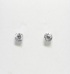 Pair 1.00ct TW Sterling Silver Unique CZ Stud Pierced Earrings