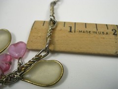 Vintage Gold Tone Fruit Salad Charm Necklace Plastic Charms 15in Boho Heart Leaf