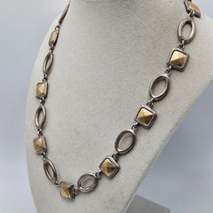 VINTAGE Premier Designs Matte Silver and Gold Link Mixed Metal Necklace