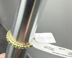 Vintage Silver Tone Full Round Cut Modern Eternity Green Peridot Ring Size 8.25