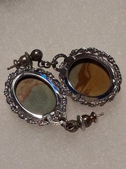 Vintage Sterling Silver Picture Jasper Dangle Post Earrings