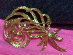 Vintage Signed Napier Gold-Tone Leaf or Feather Brooch