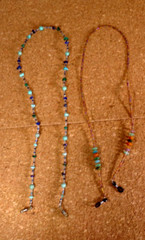 TWO UNIQUE HANDMADE EYEGLASS HOLDERS TURQUOISE / GEMSTONES 25″ J88CR YC16
