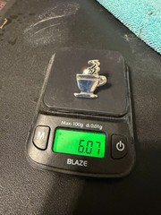 Vintage Steaming Sterling Silver Coffee Cup Pin Mid Century Modernist Design