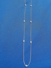EARTH MINED DIAMOND Station Deco Necklace SOLID 14K WHITE GOLD Chain 24″ inch
