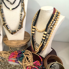 Large Ethnic Tribal Jewelry Lot Wood Seed Bead African Boho Necklaces Bracelets
