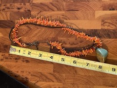 Vintage Coral & Turquoise Pendant Two Strand Necklace. Unique. 16 Inches