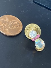 Vintage Rhinestone Kitty Cat Goldtone Lapel Pin Pin Back Tie Tack Hat Badge