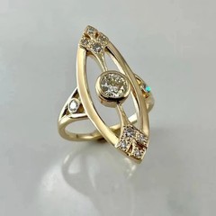 Vintage Art Deco Style Lab-Grown Diamond Engagement Ring in 14K Yellow Gold FN