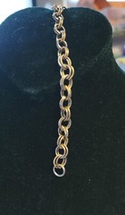 Vintage BSK Double Hoop Link Bracelet, Brassy Gold-tone Designer 7″ gbr-69