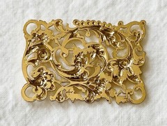 Jewelry Stamping – French raw brass connector w/14K gold plate – 12 pcs.