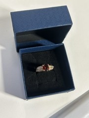 Vintage Red Cubic Zirconia Ring Gold Plated Womens Size 6