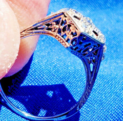 Original EARTH MINED DIAMOND Deco Engagement Ring Vintage Solid 14K WHITE GOLD
