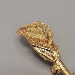 Vintage AAi Rose Brooch Gold Tone Mesh Bud 2 1/8″
