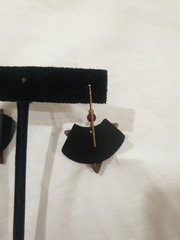 Vintage unsigned Geometric Copper And Brass Blue With Glass Or Opal Stone?
