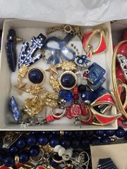 Beautiful Lot Of Estate Jewelry, Red, White & Blue, Many Signed, Matching Sets