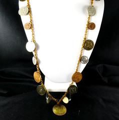 Vintage COIN Necklace Mixed Sizes Republic of Chile Silver Copper Tone