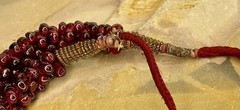 Vintage Indian Hand Woven Garnet Bead Rope Necklace Adjustable Length Knot 38gr
