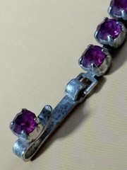 Rare, Vintage Weiss Magenta Rhinestone Necklace Bracelet-Costume Jewelry-AS IS
