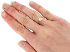 Antique and Vintage 0.80Ct Diamond and 18k Yellow Gold Solitaire Ring