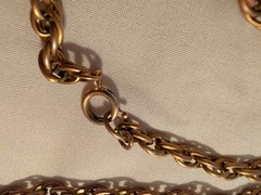 Vintage Long Gold Tone Chain, Drop Faux Pearl Pendant