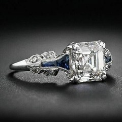 Timeless ArtDeco Asscher Lab Created Diamond Antique Engagement 14K Gold FN Ring