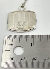 Antique Vge Sterling Silver Art Deco Photo Locket Necklace 20” 9.6gram monogram