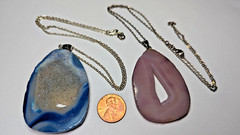 2 STONE GEMSTONE PENDANTS & STERLING SILVER 19″ NECKLACES AMETHYST & MORE