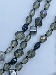 Vintage Smoky Gray Multi Bead Crystal Long Made In Germany Necklace