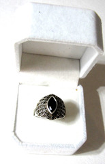 Sterling Silver Garnet Marcasite Ring Red Marquise Stone Missing Marcasites CW