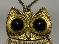 Owl Necklace Vintage Costume Jewelry Gold-Tone Segmented
