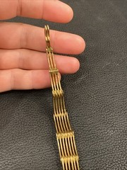 Machine Age Brass Architectural Modernist Geometric Links Panel Bracelet 7-3/8”