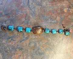 Vintage Southwestern Style Faux Copper & Turquoise Bracelet