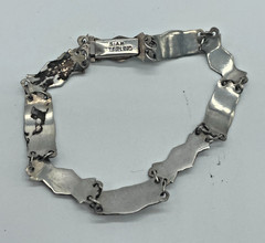 VTG Signed SIAM Niello 925 Sterling Silver Enamel Panel link bracelet 7″