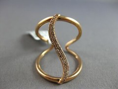 ESTATE LARGE .16CT DIAMOND 14KT ROSE GOLD 3D CLASSIC WAVE TENSION FUN RING