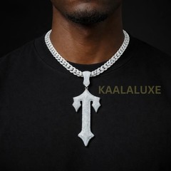 Hip Hop Iced Out Triple Cross Pendant Necklace Silver