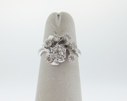 Vintage Estate 0.80ct Genuine Diamonds Solid 14k White Gold Ring FREE Sizing