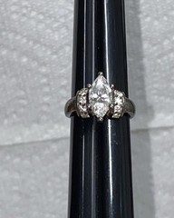 Signed ring, Korea 925 And Other Symbols, Clear Gems Marquis/Round Sz 6