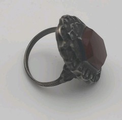 Antique Art Deco Gothic Carnelian Markasite Sterling Silver Vintage Ring Size 6