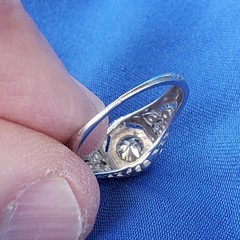 Original EARTH MINED DIAMOND Deco Engagement Ring 18K WHITE GOLD Solitaire S 6