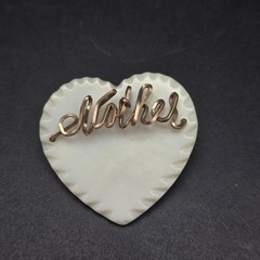 Mother of Pearl Heart Brooch Mother’s Day Gift For Mom Wire Vintage Jewelry