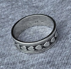 Vintage Sterling Silver J D SCHLANG CO Art Deco Heart Band Ring Sz 7.25