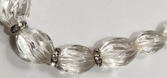 Vtg Graduated Glass Swirl Beads Rhinestone Spacers Silvertone Art Deco Beauty