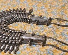 Vintage Bronze Tone Metal Old Nepal Tribal Kantshri Tharu Inspired Bib Necklace