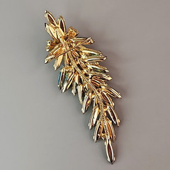 Vintage Rhinestone Brooch Clip Earrings Set Blue Waterfall Articulated Designer