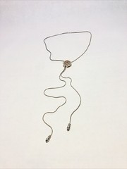 Woman’s Adjustable Slide Charm Bolo Lariat Necklace-Silver Tone W/ Brown Crystal