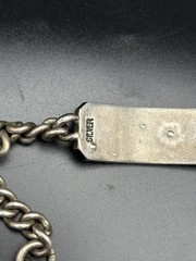 Vintage Sterling Silver ID Men Bracelet Engrave Steve Color Stone Heavy 46g 8”